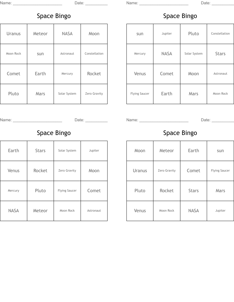 Space Bingo