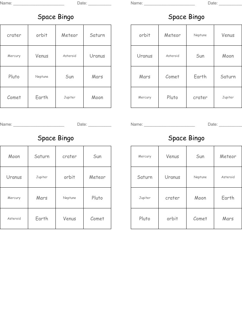 Space Bingo