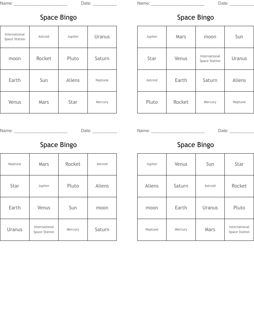 Space Bingo
