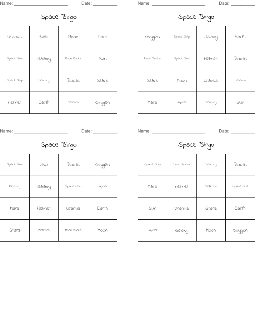 Space Bingo