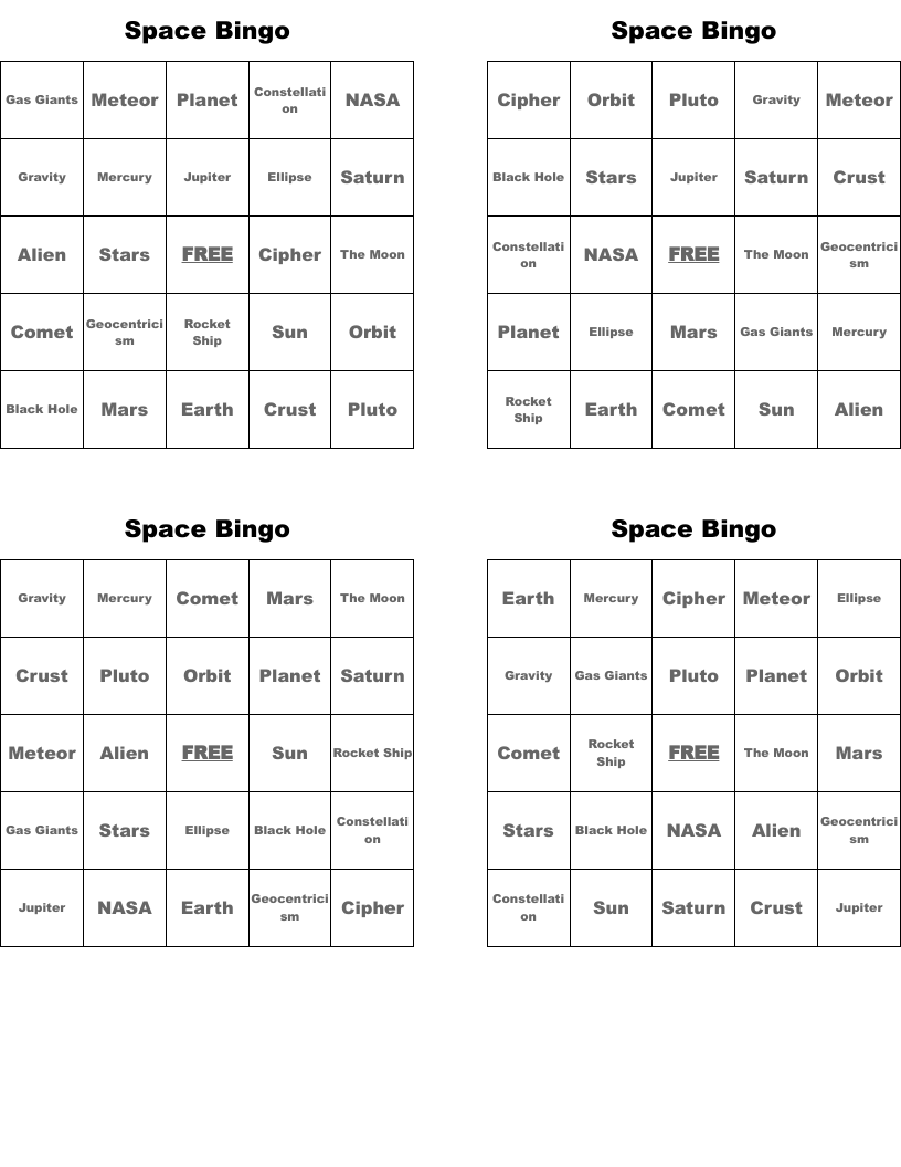 Space Bingo