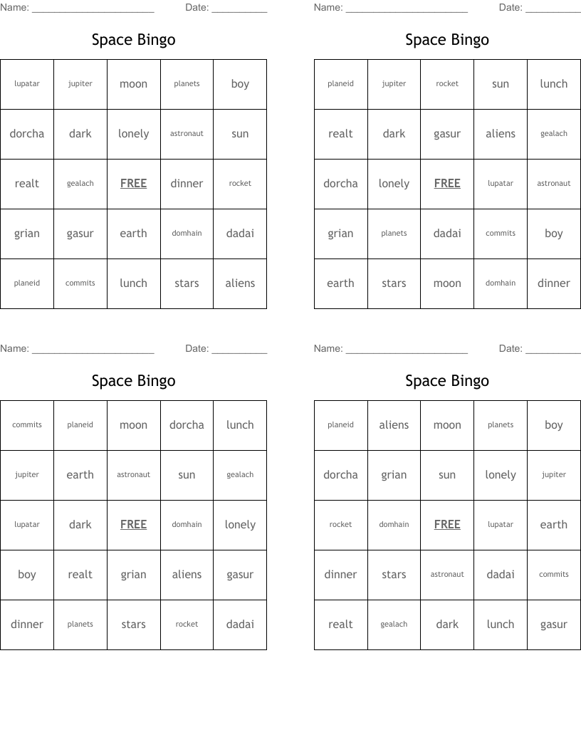 Space Bingo
