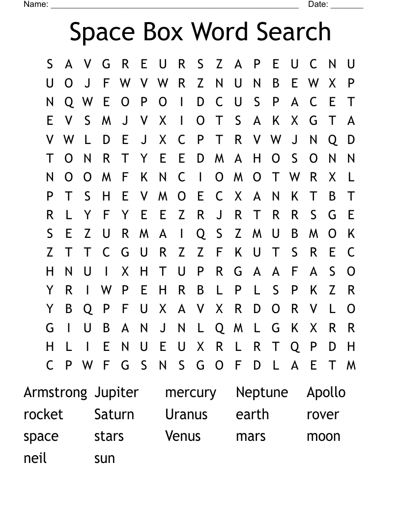 Space Box Word Search