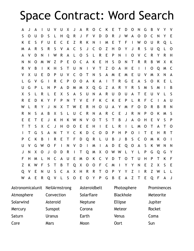 Space Contract: Word Search