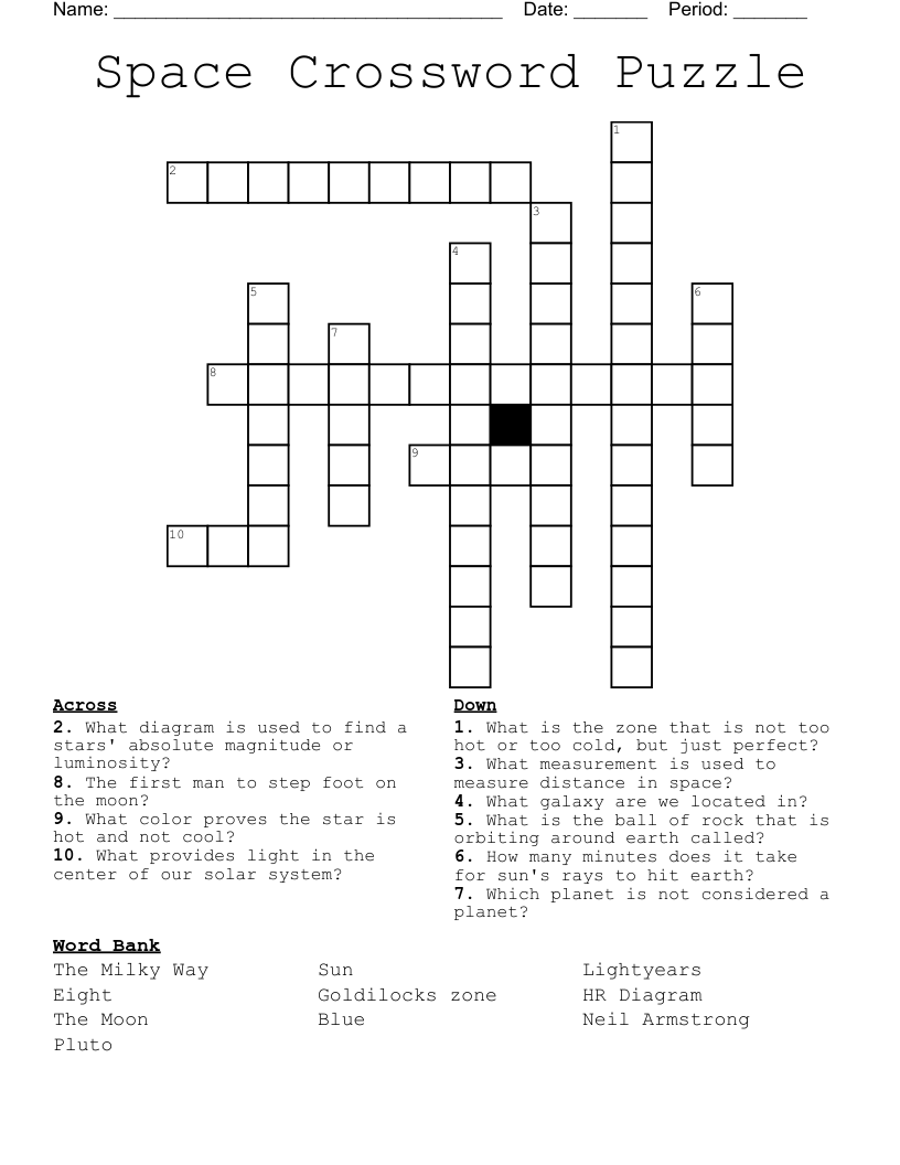 Space Crossword Puzzle