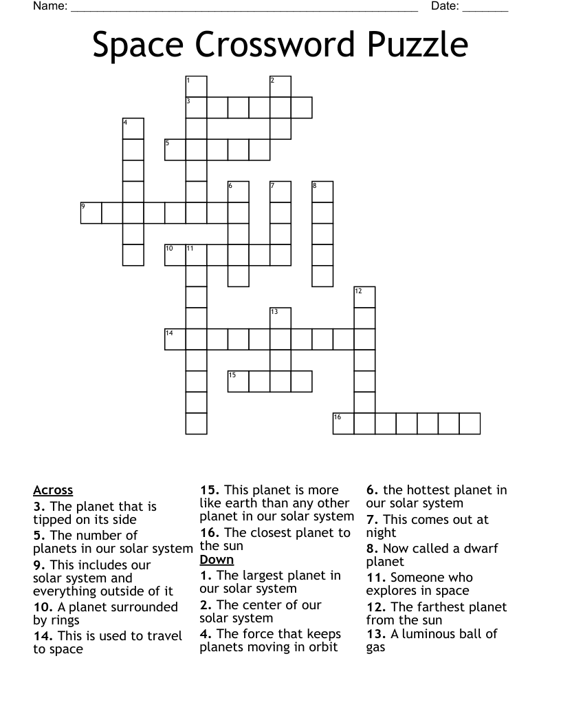 Space Crossword Puzzle