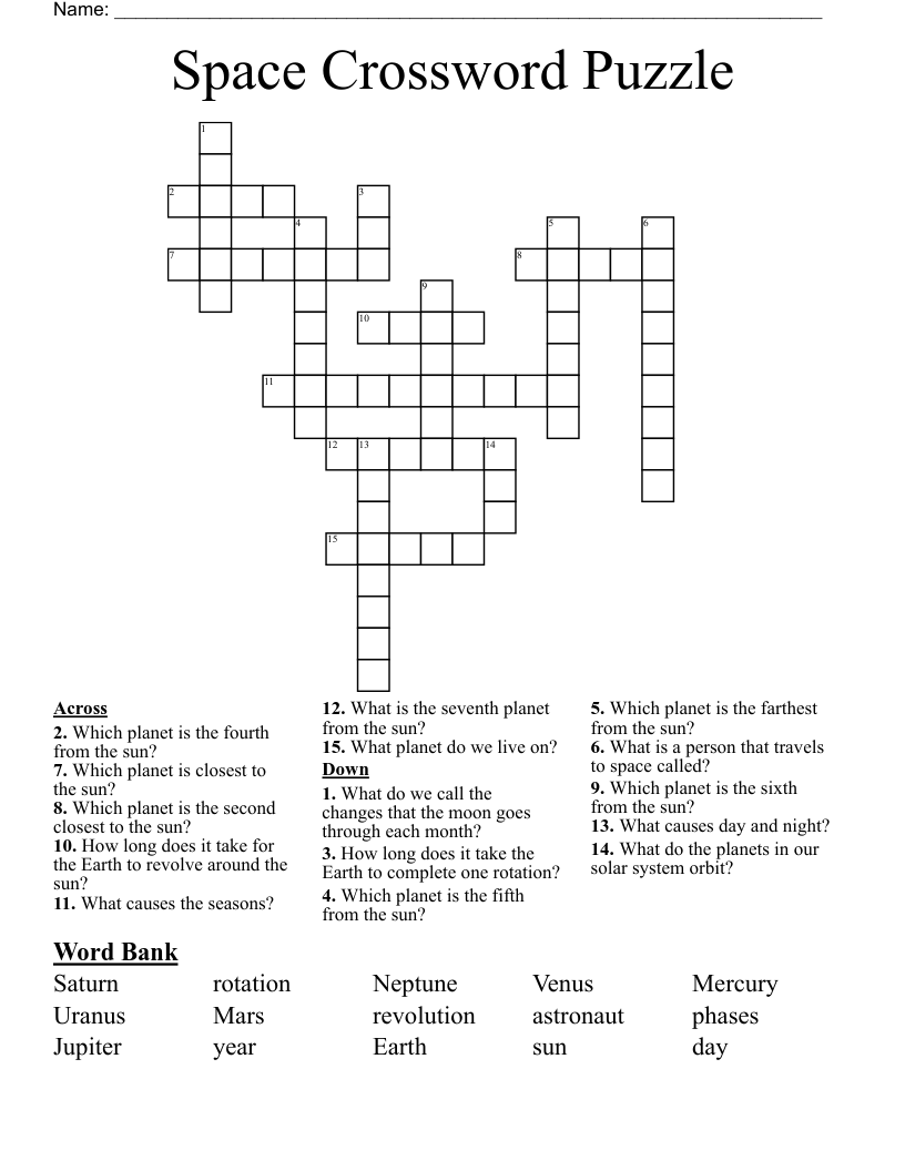 Space Crossword Puzzle