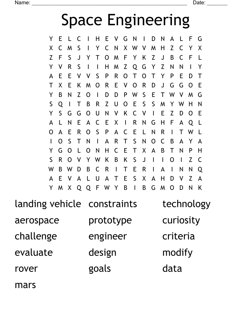 Space Engineering Word Search
