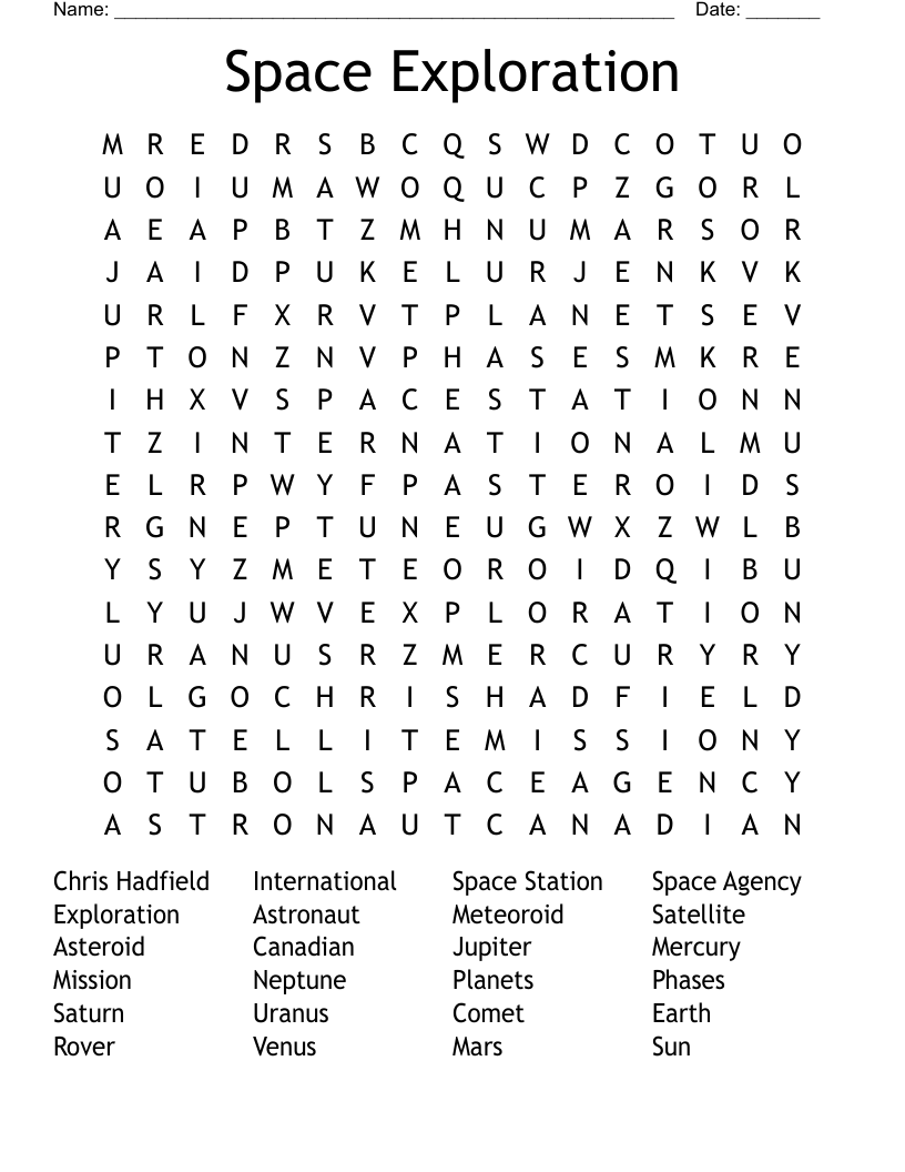 Space Exploration Word Search