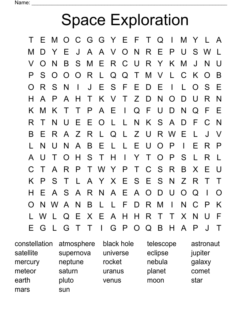 Space Exploration Word Search