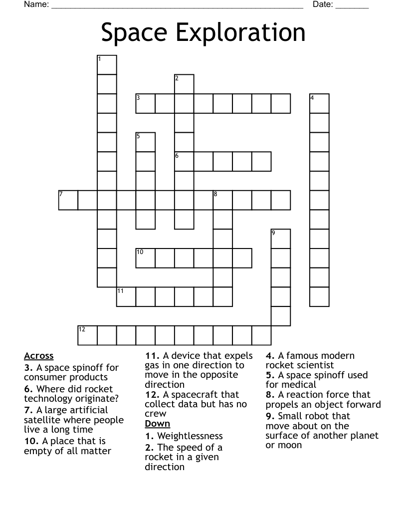 Space Exploration Crossword