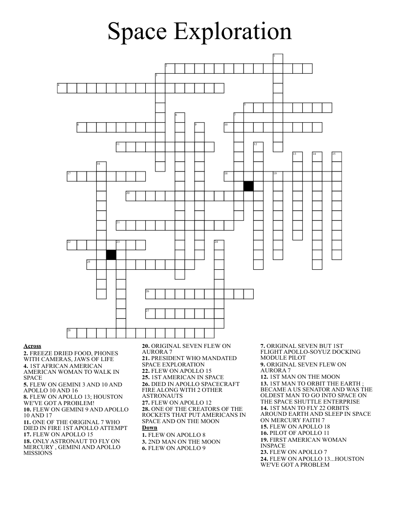 Space Exploration Crossword