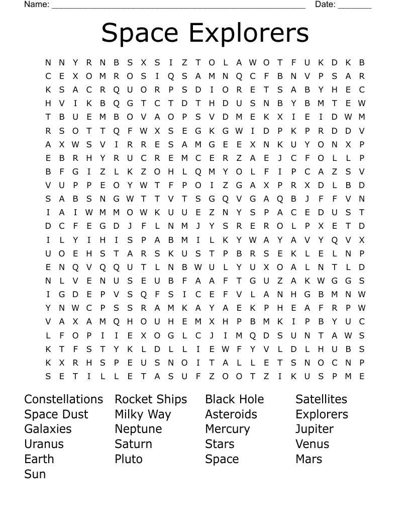 Space Explorers Word Search