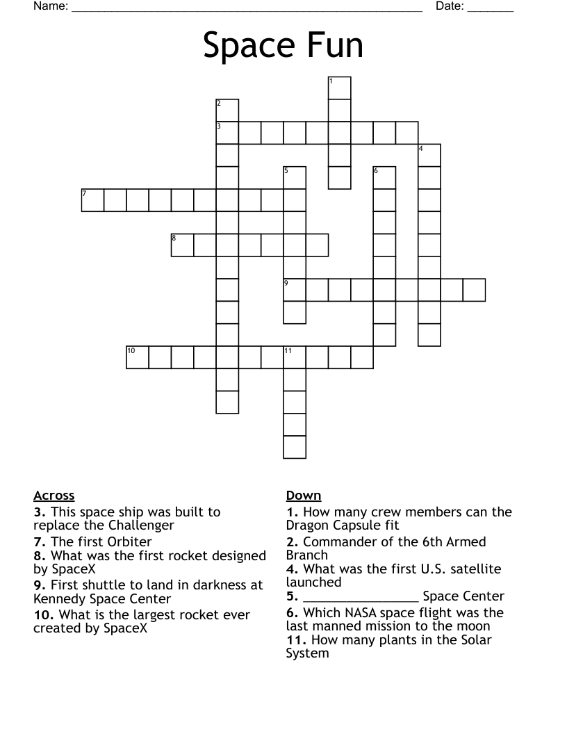 Space Fun Crossword