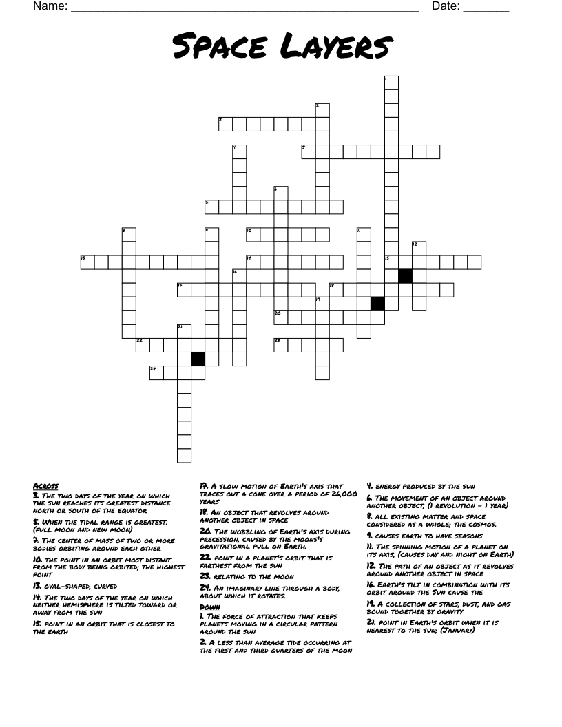Space Layers  Crossword