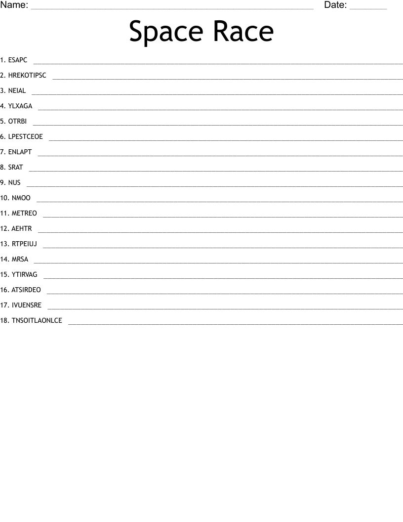 Space Race Word Scramble