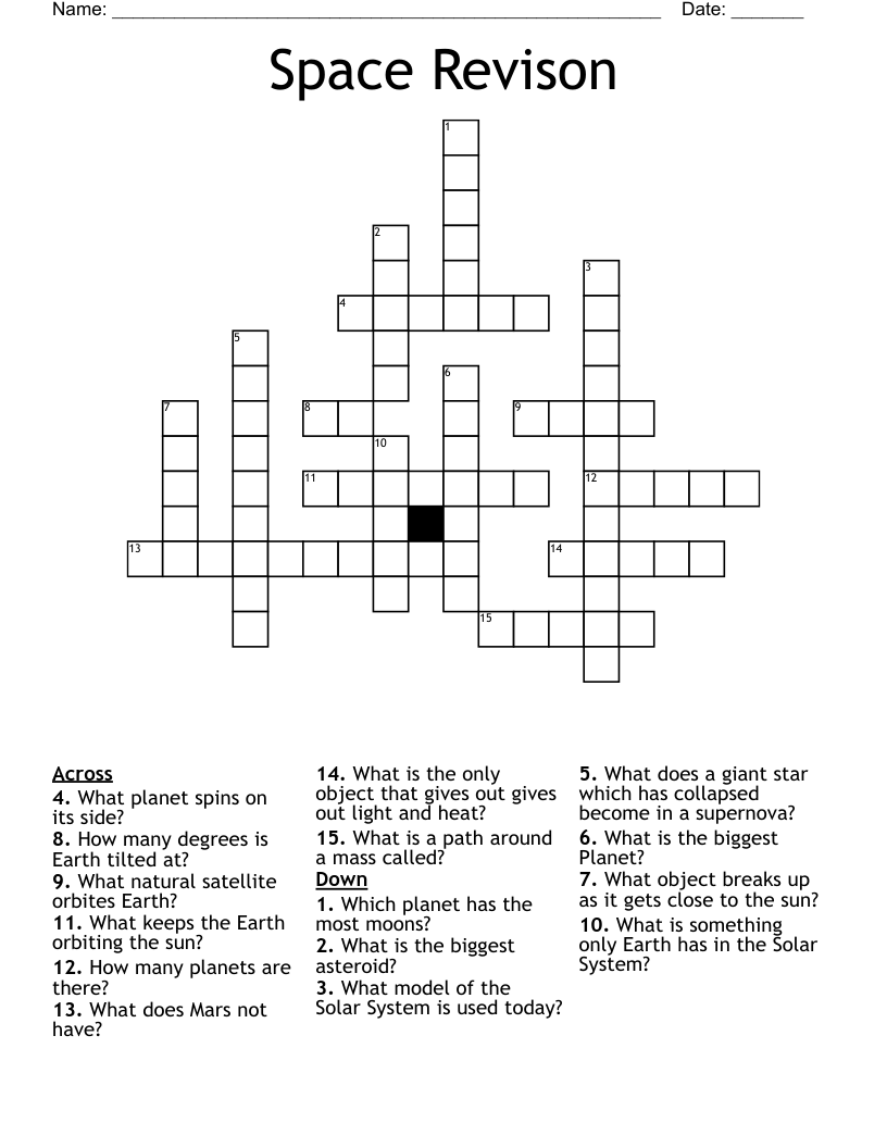 Space Revison Crossword
