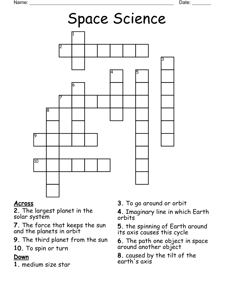 Space Science Crossword