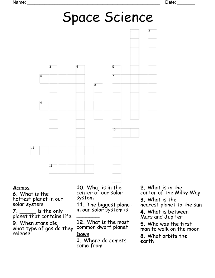Space Science Crossword