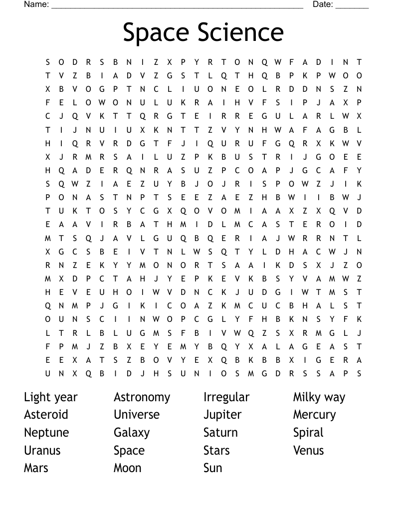 Space Science Word Search