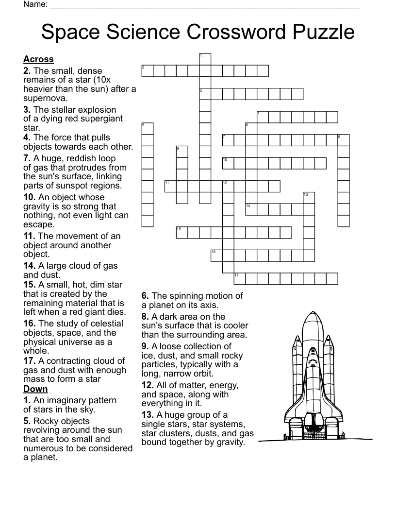Space Science Crossword Puzzle