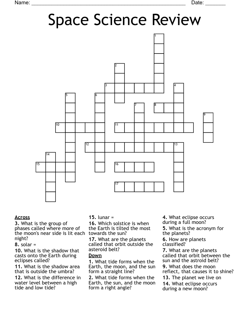 Space Science Review Crossword