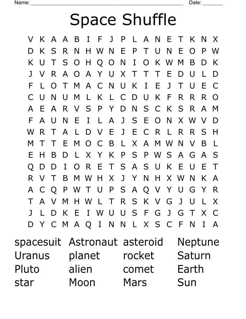 Space Shuffle Word Search