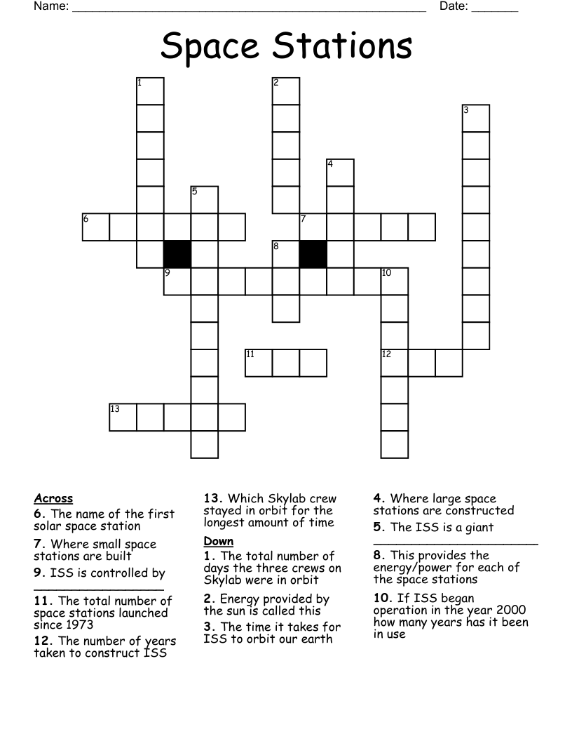 Space Stations Crossword