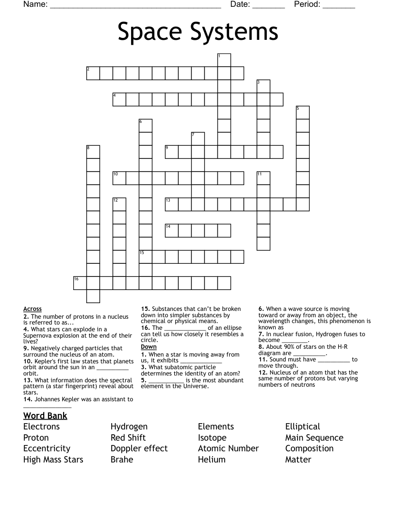 Space Systems Crossword