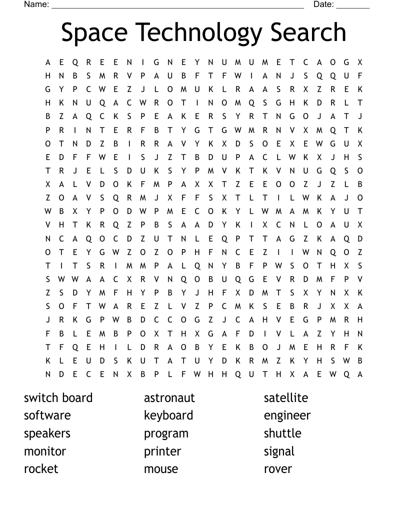 Space Technology Search Word Search