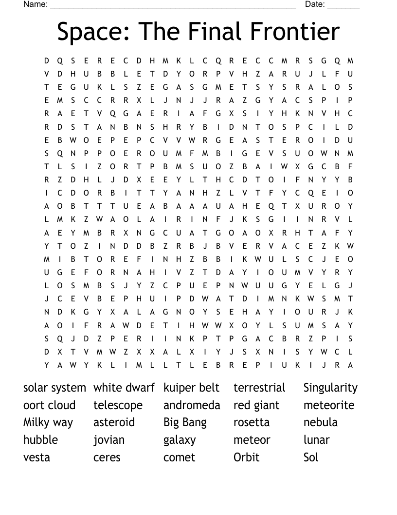 Space: The Final Frontier Word Search