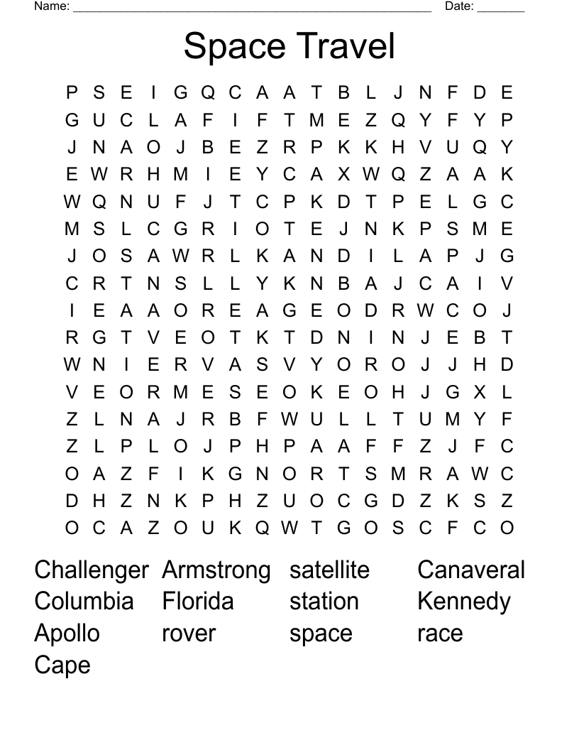 Space Travel Word Search