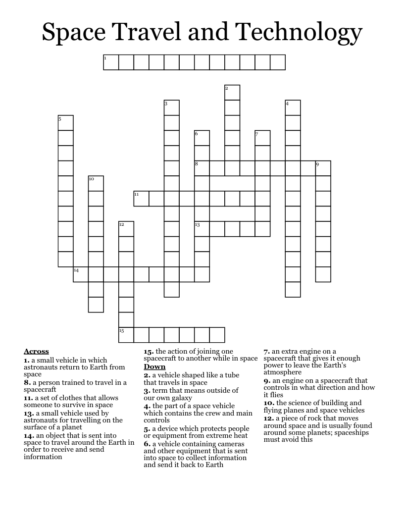 Space Travel and Technology Crossword