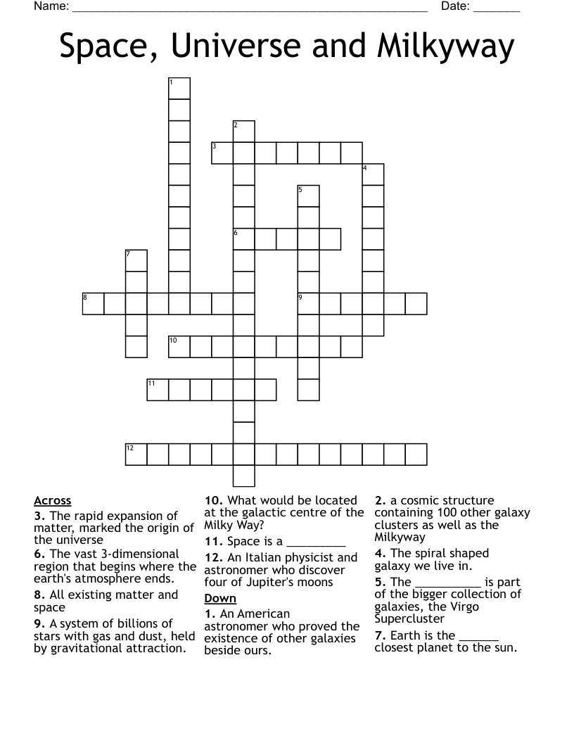 Space, Universe and Milkyway Crossword