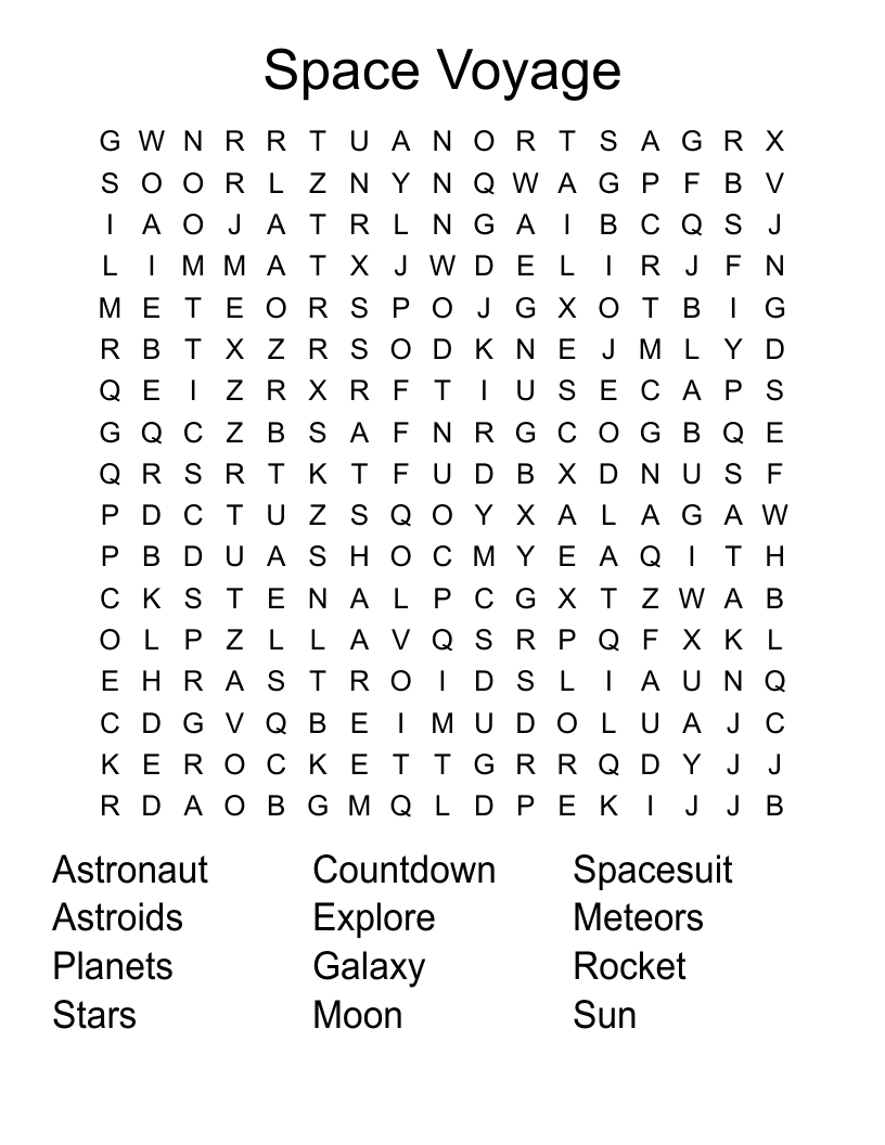 Space Voyage Word Search