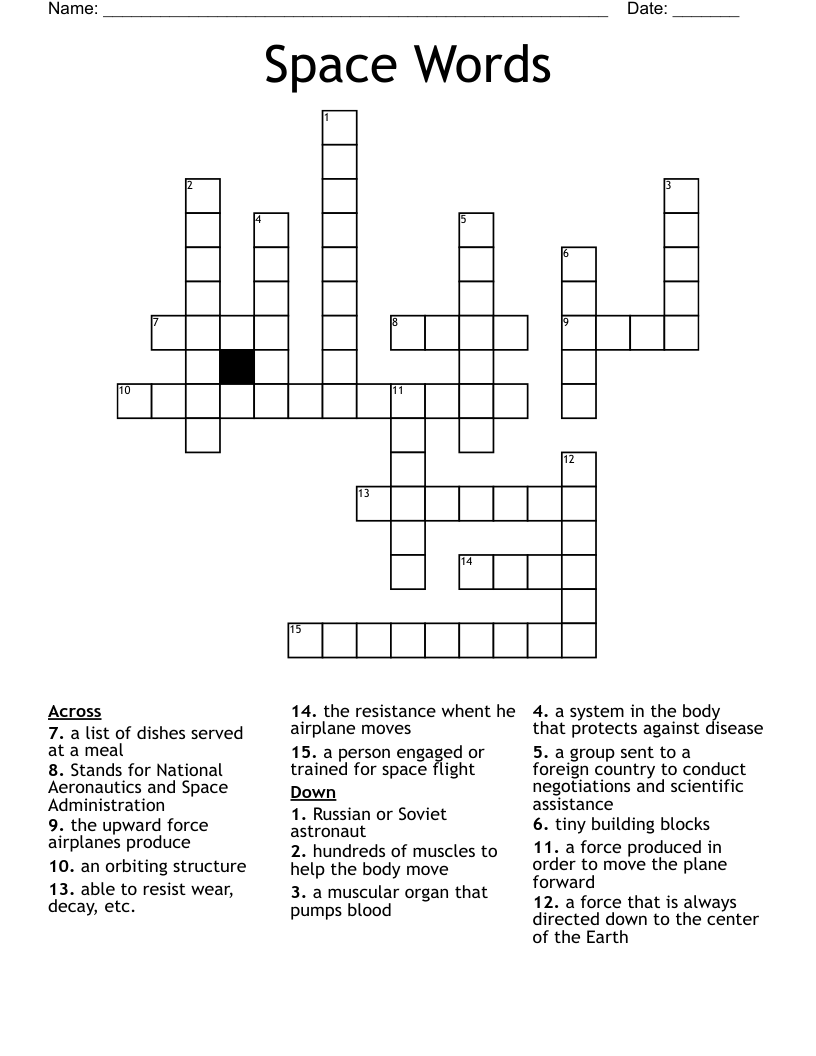 Space Words Crossword