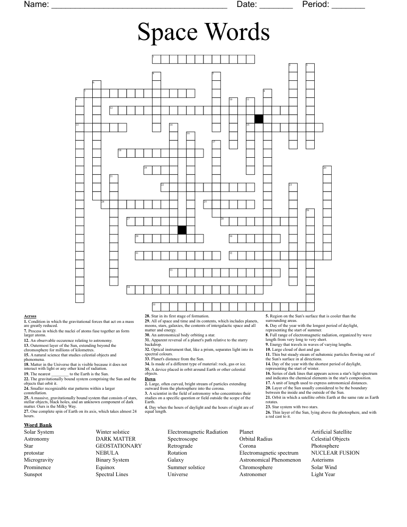 Space Words Crossword