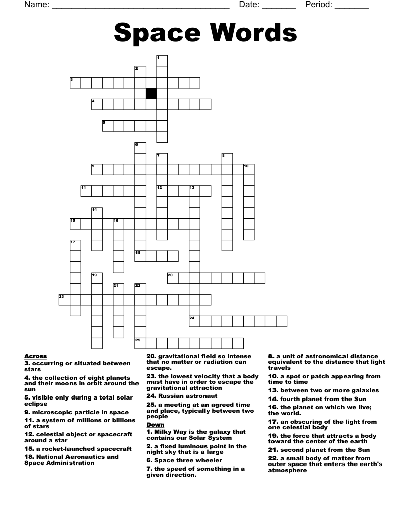 Space Words Crossword