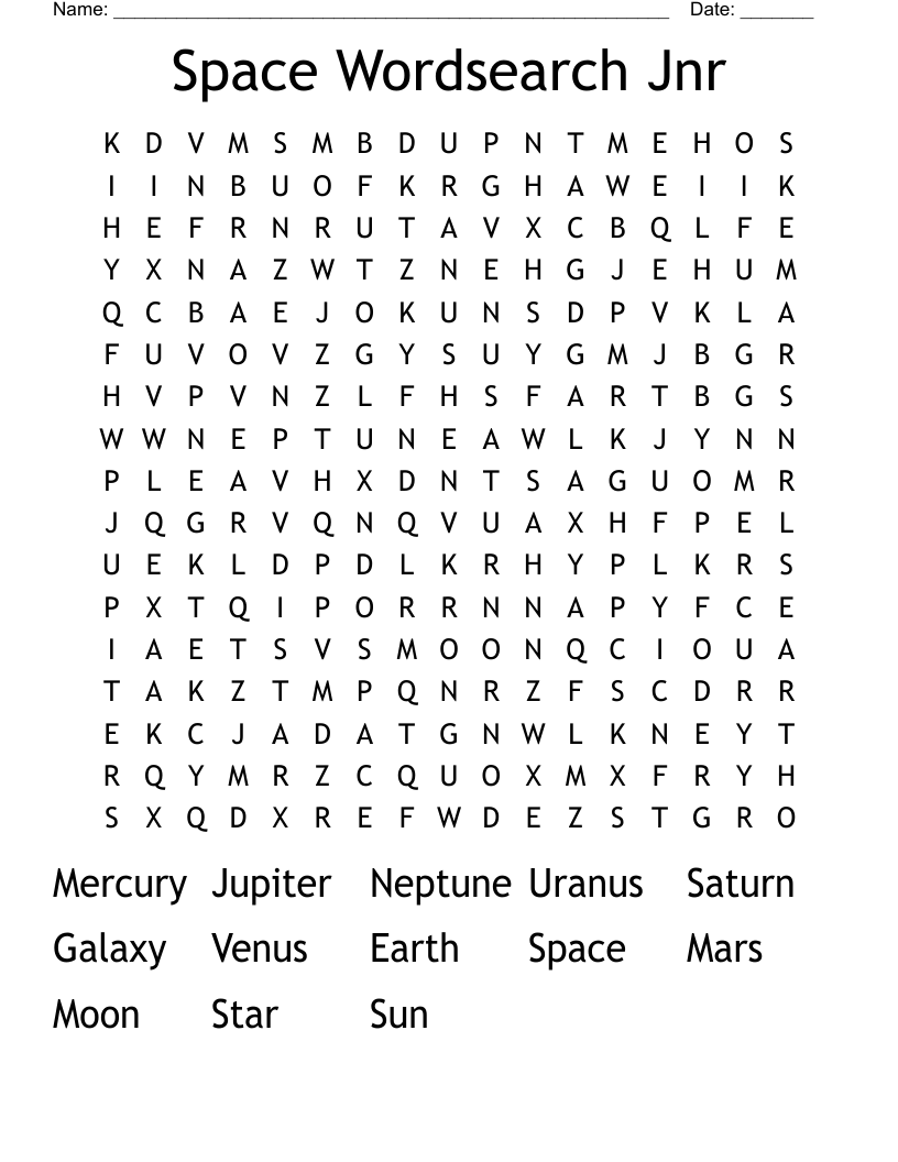 Space Wordsearch Jnr