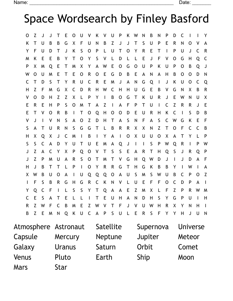 Space Wordsearch by Finley Basford