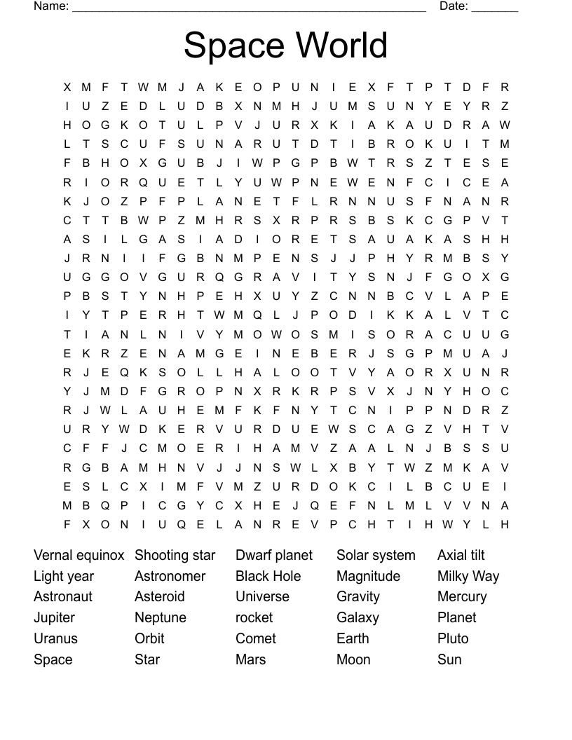 Space World Word Search