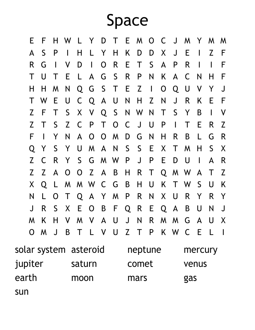 Space  Word Search