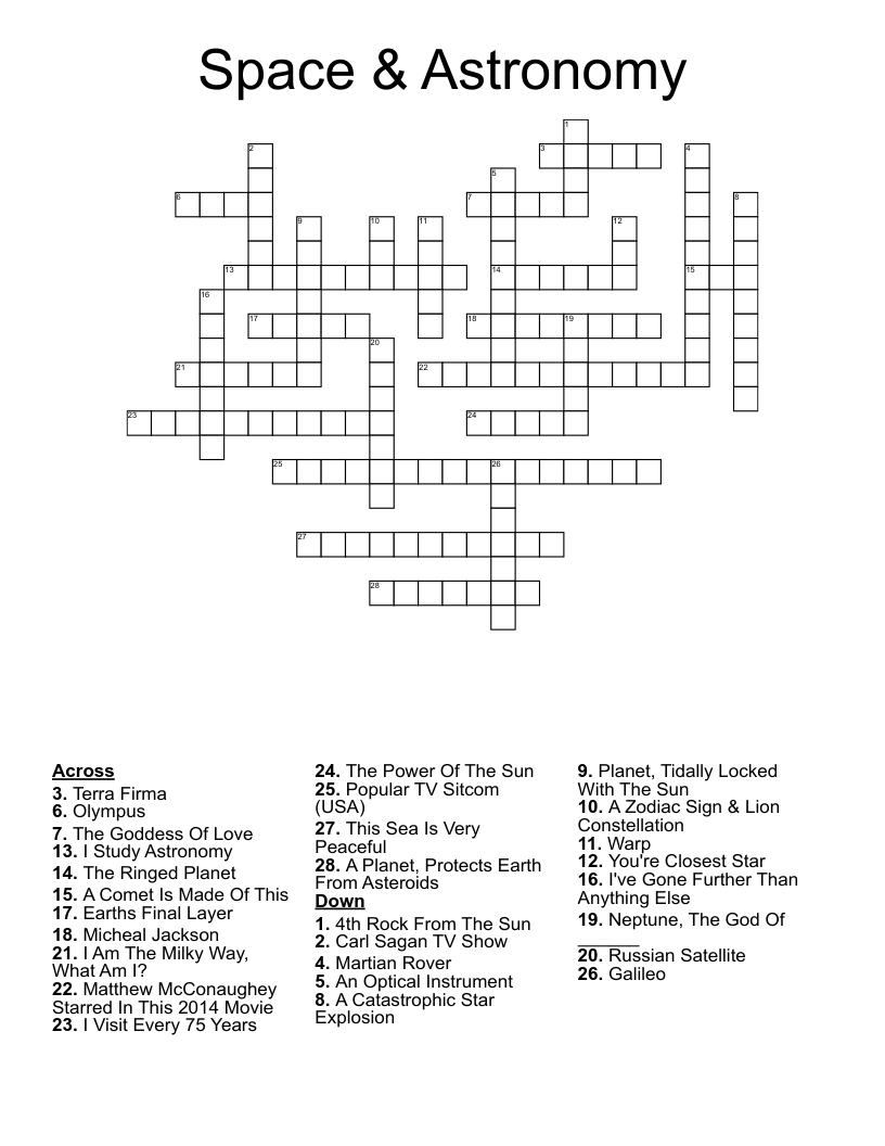 Space & Astronomy Crossword