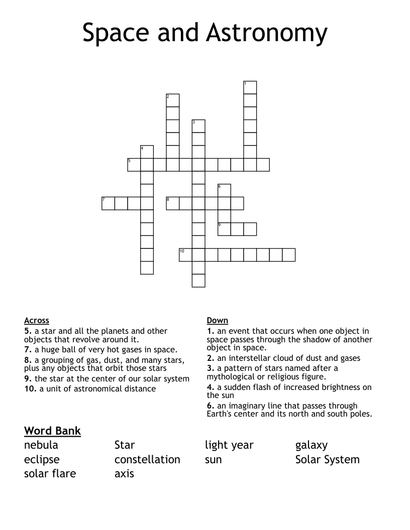 Space and Astronomy Crossword