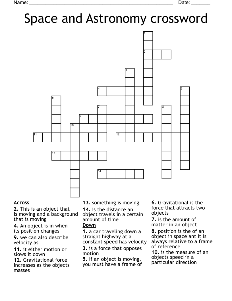 Space and Astronomy crossword