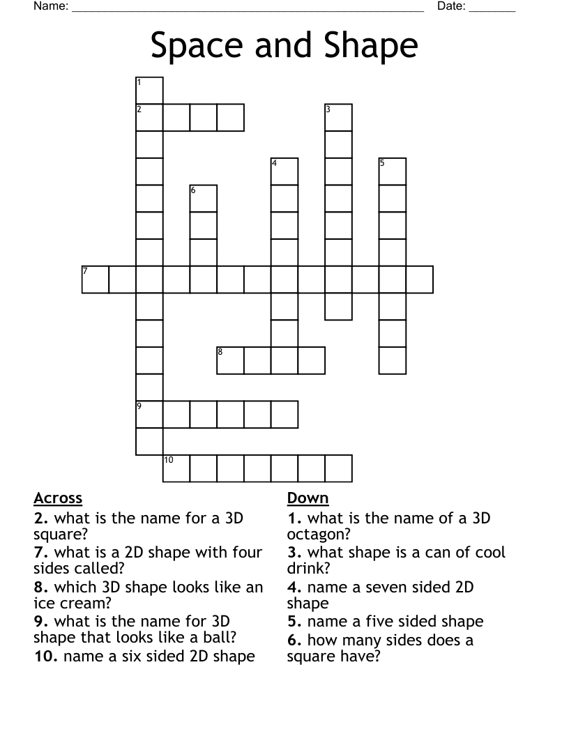 Space and Shape Crossword