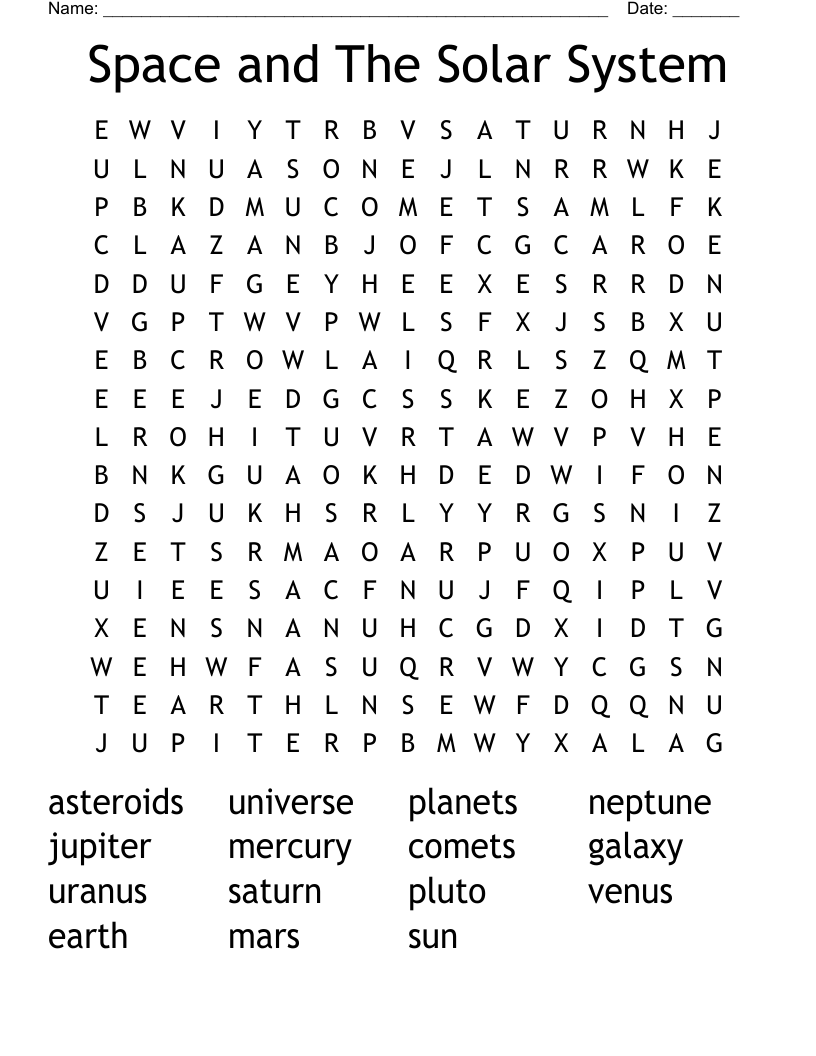 Space and The Solar System Word Search