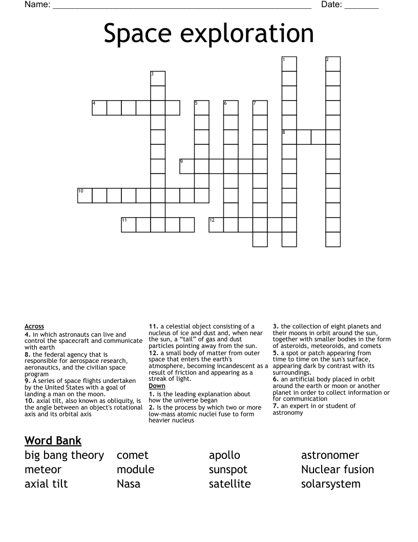 Space exploration  Crossword
