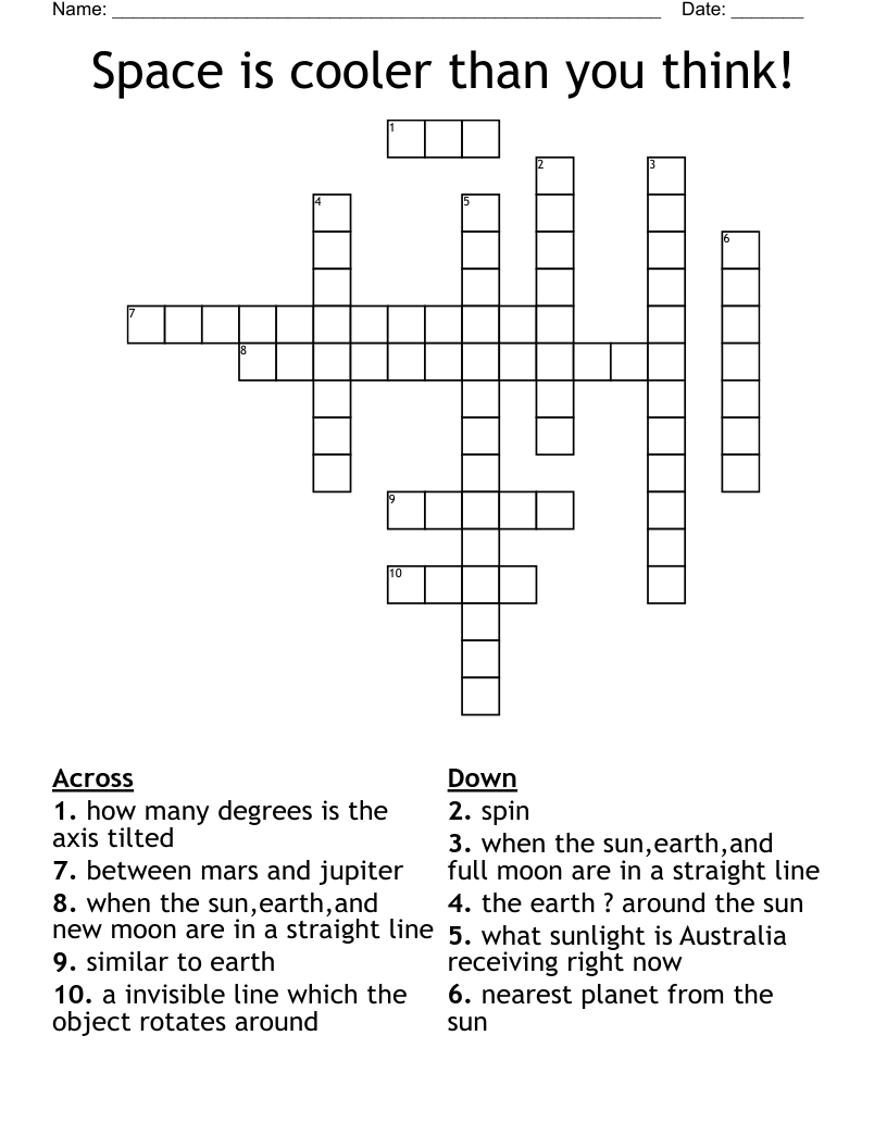 Space is cooler than you think! Crossword
