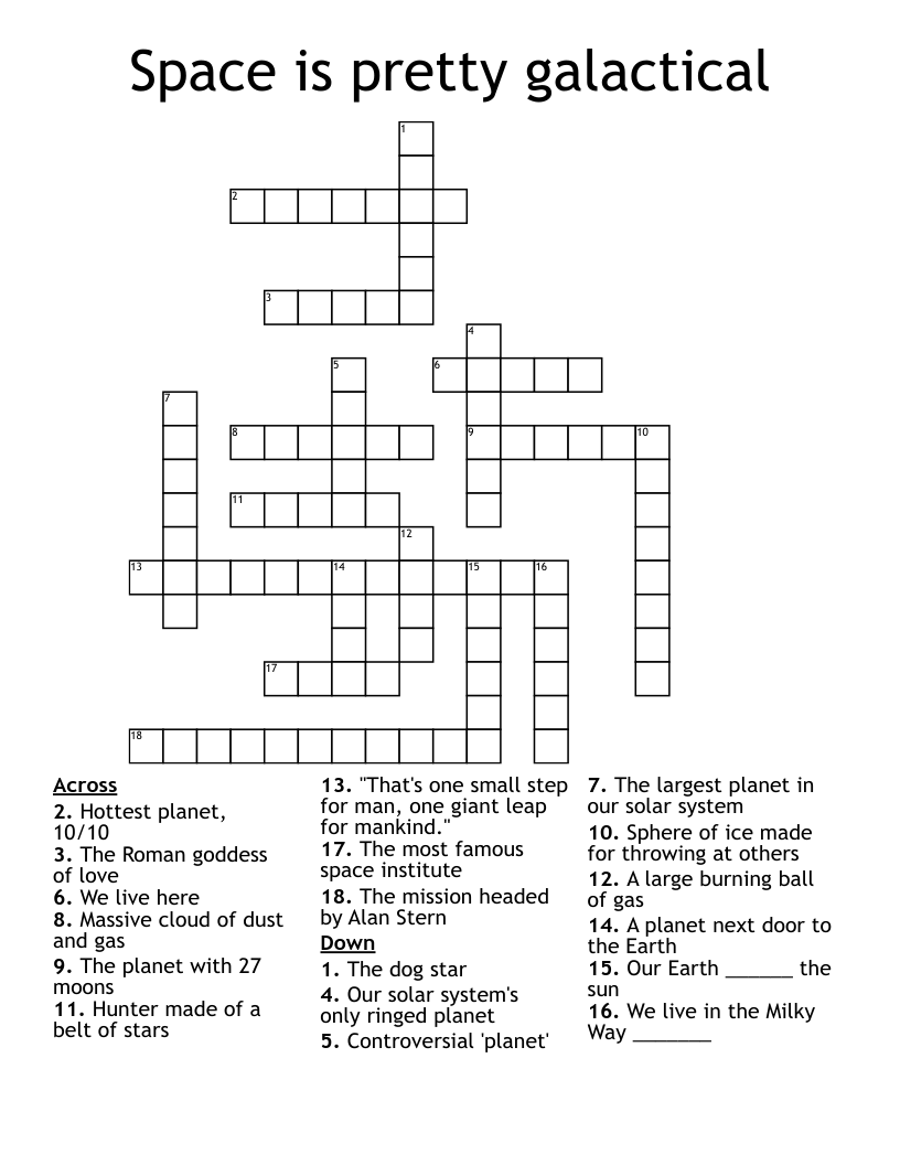 Space is pretty galactical Crossword